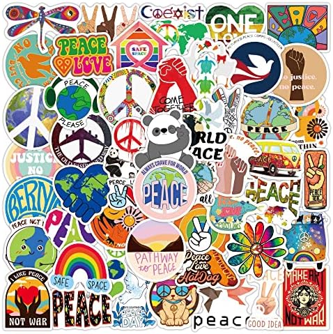 Светски налепници за мир, налепници на слогани, налепници за инспиративни зборови, 50 парчиња разнобојни декорации, водоотпорни
