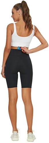 Јиворич женски високи половини од јога со џебови контрола на стомакот, непроирни кратки хеланки кои работат со велосипедска