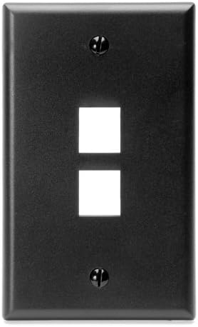 Wallидна плоча на Левитон 41080-2ep QuickPort, единечна банда, 2-порта, црна боја