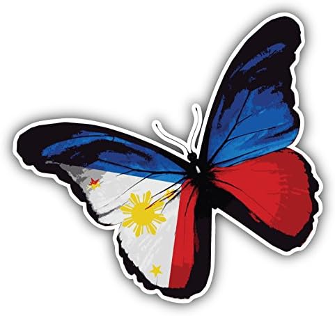 Филипини налепница за браник со знаме на пеперутка со филипини