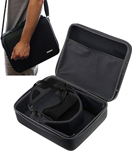 Navitech Black Heavy Duty Rugged Thard Case со лента за рамото компатибилен со слушалките за виртуелна реалност Janxle се-во-еден