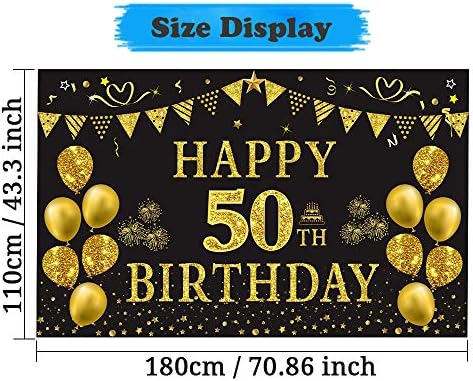 Трговаул 50-Ти Роденден Украси Жени Мажи-Големи Црни И Златни 50 Роденден Банер Позадина, Среќен 50-Ти Роденден Материјали Фотографија