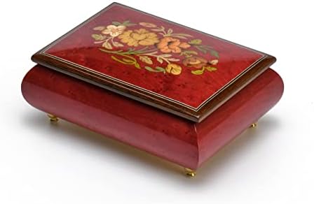Стариот Свет 30 Забелешка Италијанска Црвена Цветна Музичка Кутија За Накит-Дени Бој