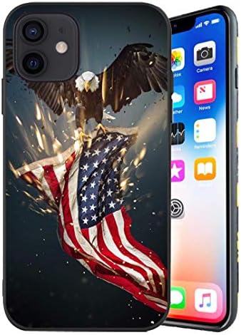 Компатибилен со Iphone 12/iPhone 12 Pro Случај, Американско Знаме орел iPhone 12/12 Pro Случај За Мажи/Жени, Кул Дизајн На Шема