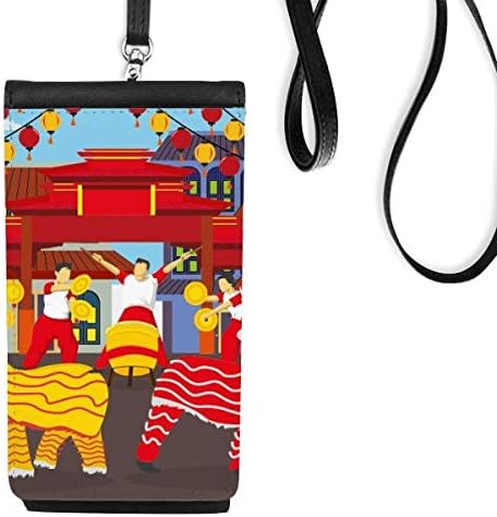 Лав танц кинески обичај кинески градски телефонски паричник чанта што виси мобилна торбичка црн џеб