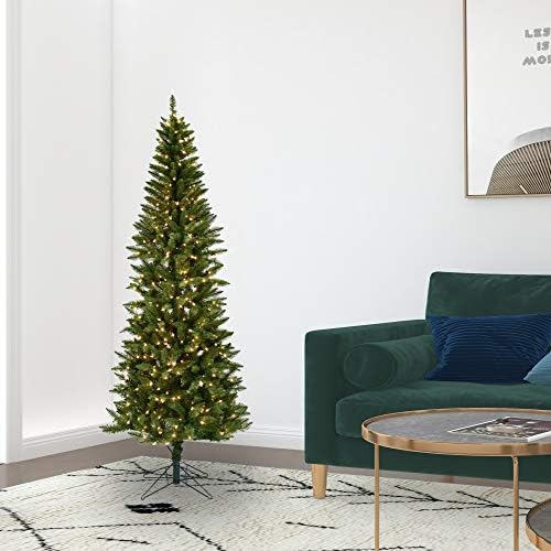 Vickerman 6.5 'Creswell Pine Antantical Christmas Tribl Tree, Clear Dura -Lit® Mini Lights - Faux новогодишна елка - Сезонски затворен украс