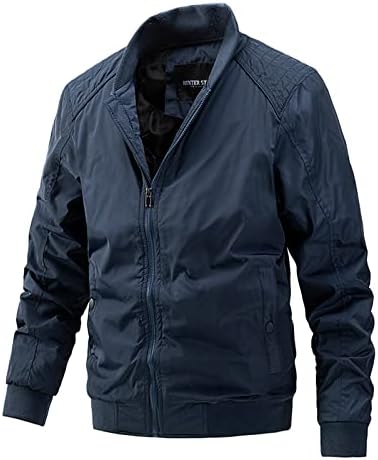Јакни за мажи Нов тренд на памук клип Тренд Реверзибилен цврст палто со долги ракави Зимпер Стенд јак јакна Зимска јакна