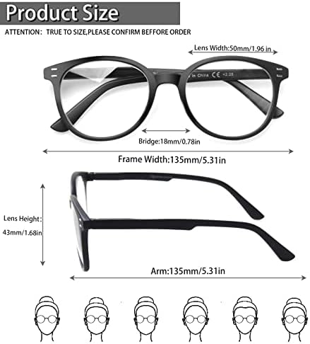 Кересен 5 Пара Ретро Тркалезна Рамка Очила За Читање Пролетна Шарка Големи Читатели