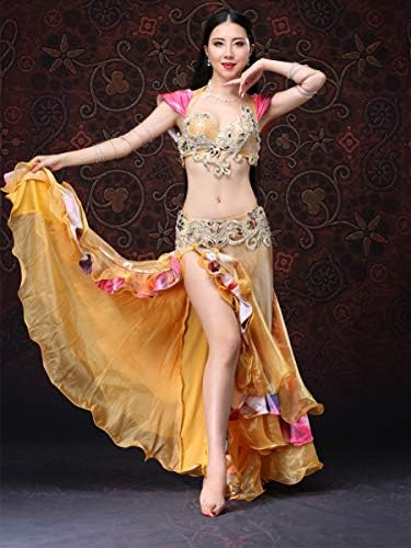 Ориентален костум за танцување златен стомак костум со костум за перформанси за танцување на брада стомак