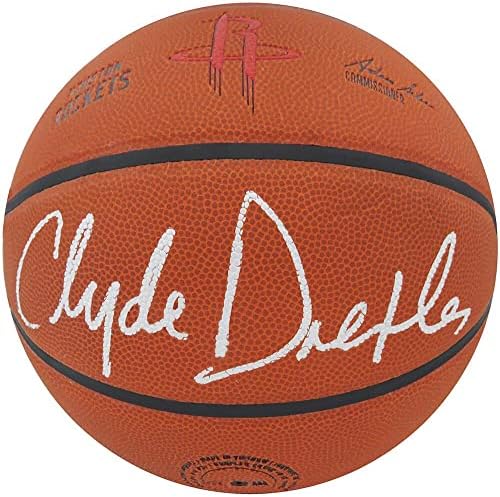 Клијд Дрекслер го потпиша Вилсон Хјустон Рокетс лого НБА кошарка - Автограмирани кошарка
