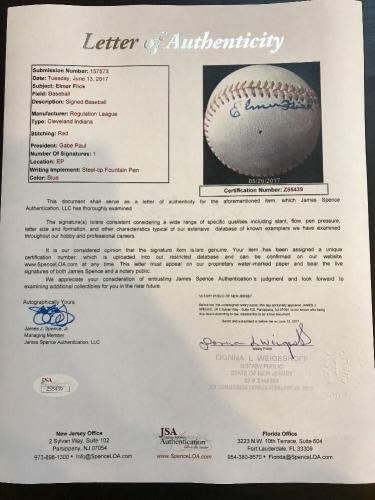 Елмер Флик сингл потпишан автограмиран бејзбол JSA COA - автограмирани бејзбол