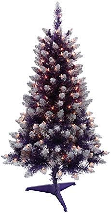Puleo International 4 нозе пред-осветлена мода пурпурна бор вештачка елка со 150 чисти светла со ул-список