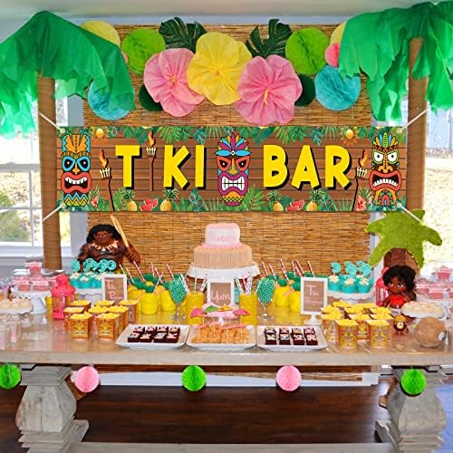 Tiki Bar Banner Hawaiian Luau Party Decorations Backdrop - Тропска забава Луау Партии за карневалска забава декор лето алоха забава украси во затворено отворено тики бар украси за забава