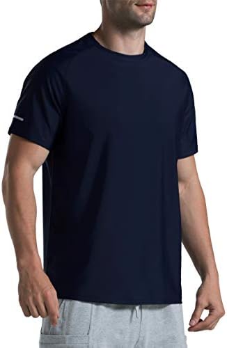 Машки ладење мраз свилени кошули Брзи суви кратки ракави Атлетски салата маици UPF 50+ маички за вежбање на отворено