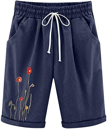 Графика Бермуда шорцеви жени колено должина на коленото лето летни шорцеви со дрес со длабоки џебови дневни долги шорцеви тениски шорцеви