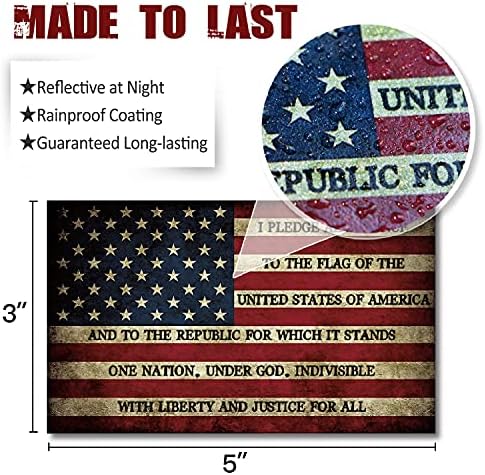 Анли 5 x 3 инчи носено американско знаме на американско знаме - Патриотски starsвезди рефлексивни ленти во САД налепници за