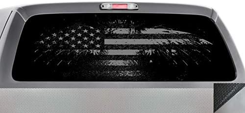 Темна гордост 005 завиткана прозорец: потресено американско знаме: налепница за задниот дел на автомобилот за автомобили