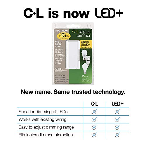 Lutron Maestro LED+ Dimmer за затемнети LED, халогени и блескави светилки | Еднополо или мулти-локација | MACL-153M-WH | Бело
