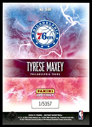 2020-21 Panini Instant Breakaway #B18 Tyreese Maxey RC Rcie Card Philadelphia 76ers Официјална картичка за трговија со кошарка во НБА во сурова состојба