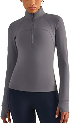 Алтиленд руно постави полу -зип пулвер исечен јакни за жени со долг ракав тренинг атлетски трчање јога термички кошули
