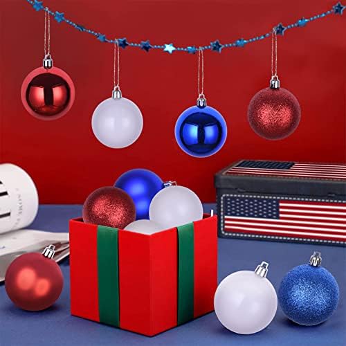 24КТ украси за топка за независност, 2,36 разнишани украси за новогодишни елки, совршена висечка топка за 4 -ти јули, Ден на