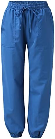 Pantsенски памучни постелнини панталони, летна обична удобност со јога со широко нозе, изгорен пантолонски панталони со џокери