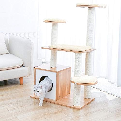 Miwaimao Брза домашна испорака миленичиња мачка дрво кула кондо куќа гребење пост играчка за мачки мачки мачки играчка играчка со дрво за играње скалила, AMT0030BG, XL