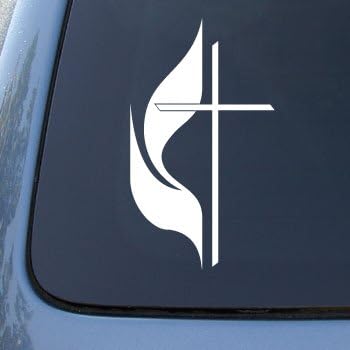 Cross & Flame - Обединета методистичка црква - автомобил, камион, тетратка, налепница за винил декорации 2352 | Винил боја: