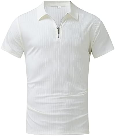 Лесни лесни лесни маички Sgikjia Pinstripes Поло кошули Краток ракав 1/4 поштенски кошули за голф со брзина на отворено, маички