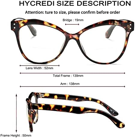 Хикреди 2 Пакет Очила За Читање Блокирање На Сина Светлина За Жени Мажи, Бифокални Читатели со Гроздобер Рамка За Мачкино Око