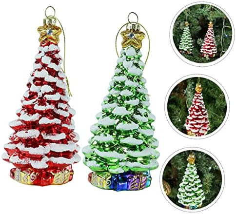 Вемемон 2 парчиња украси за новогодишна елка минијатурни стаклени украси новогодишно дрво приврзоци минијатурно бор дрво Божиќна