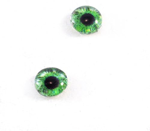 8мм стаклени очи во зелен пар човечки занаетчиски снабдување со рамен кабохони за данок на кукли или накит
