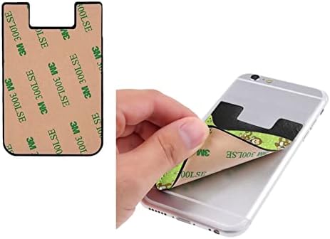 Зелен умен мајмун телефонски држач за картички, PU кожа само-лепете ја лична карта за кредитна картичка за 2,4x3,5 инчен паметен