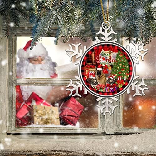 Почитуван Дедо Мраз Дефинирајте непослушен украси за новогодишни елки, црвена биволска карирана фарма куќа кучиња семејство