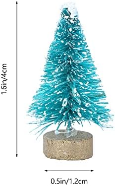 PRETYZOOM 24 парчиња Вештачки Мини Новогодишни Елки Матирани Сисални Дрвја Со Дрвена Основа Четка За Шишиња Пластични Зимски