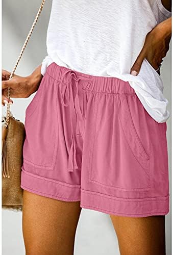 Шакуми шорцеви за жени лето случајно влечење удобно еластично половината мода солидни шорцеви панталони од плажа шорцеви јога