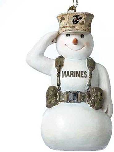 Соединетите држави поморски корпус поздравуваат снежен човек USMC Божиќен украс MC2132 НОВО