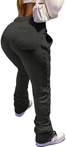 Ехоини жени bellвонче на дното одблесоци панталони поставени хеланки тренингот џогери џемпери цврсти панталони за влечење во
