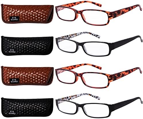 Читатели на очила 4 пакувања со тенки и елегантни женски очила за читање со убави обрасци за дами 4,50