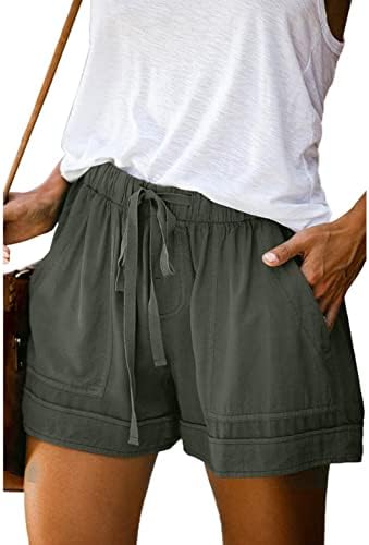 Шорцеви за лето лето лето -влечење удобни еластични половини солидни шорцеви панталони модни јога панталони