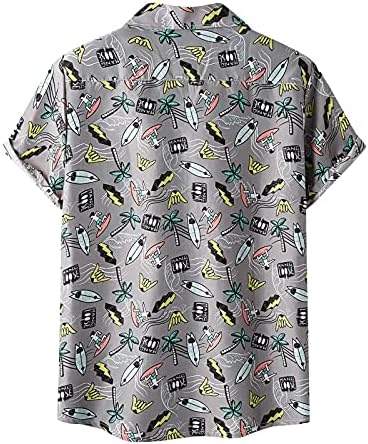 XXBR летни кошули со памучни постелнина за мажи гроздобер копче со краток ракав надолу, надолу хавајска кошула опуштено вклопување