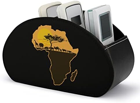 Африкански сафари мапа PU кожа далечински управувач за далечински управувач за складирање на бирото со 5 оддели