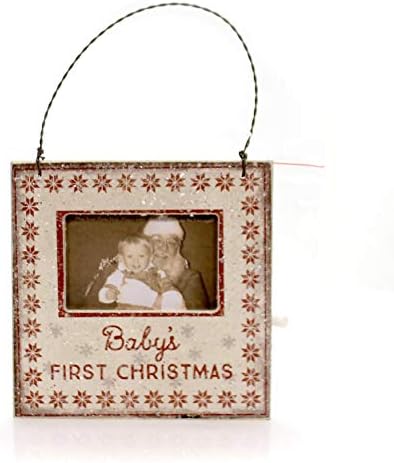 Примитиви од Кети Мини виси украс рамка Првиот Божиќ на бебето 4,5 “квадрат