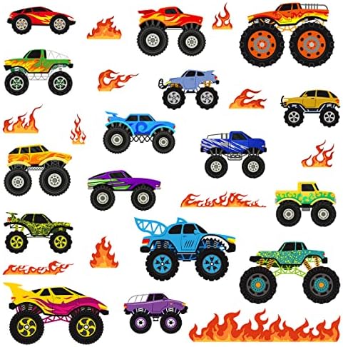 Креативни Автомобили Камион Детски Ѕидни Налепници САМ Цртан Филм Оган Пламен И Илустрација За Транспорт На Возила Сет Ѕидни