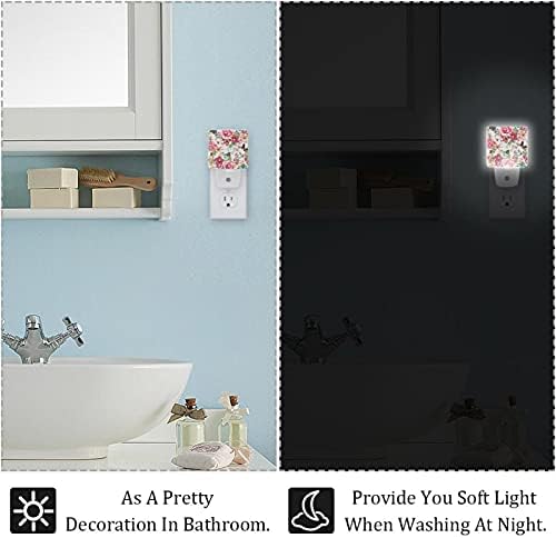 Цветен приклучок во ноќно светло автоматско затемнето LED ноќни светла, светли ноќни светла за детска соба во спална соба тоалет скали, 2 пакувања