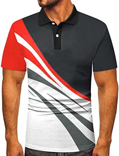 XXBR MENS POLO GOLF кошули, шарена линија за крпеница моден тенис врвови со кратки ракави летни обични спортски кошули