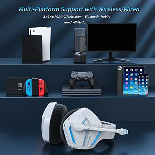 Binnune Двојна Безжична Игри Слушалки Со Микрофон ЗА КОМПЈУТЕР PS4 PS5 Playstation 4 5, 2.4 G Безжичен BLUETOOTH USB Гејмер