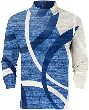 Mens Mase Retro Sports Fitness Outdoor 3D Digital Printed Turtleneck T Mirtивотен кошула со долга кошула на врвна кошула