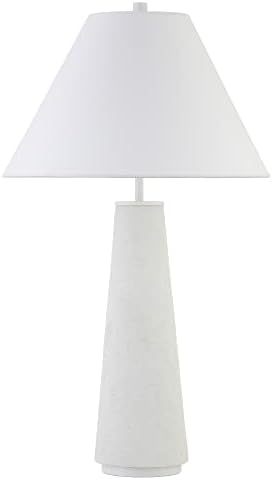 Henn & Hart 28 висока монохроматска табела за ламба со сенка на ткаенини во мат бела/мат бела, биро ламба за дома или канцеларија