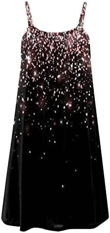 Women'sенски печати слатки фустани летни безжични лабави шпагети плус сизници фустани за плажа резервоар за санки